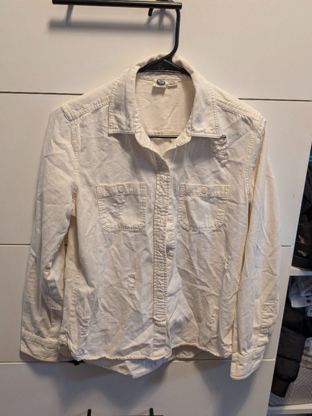 White distressed jean jacket